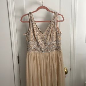 Anthropologie BHLDN Sterling Dress Oyster Beaded size 14